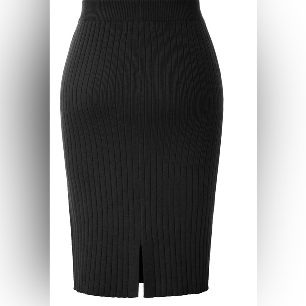 NWT Kate Kasin Women's Knee Length Stretchy Ribbed Skirt - Picture 3 of 8